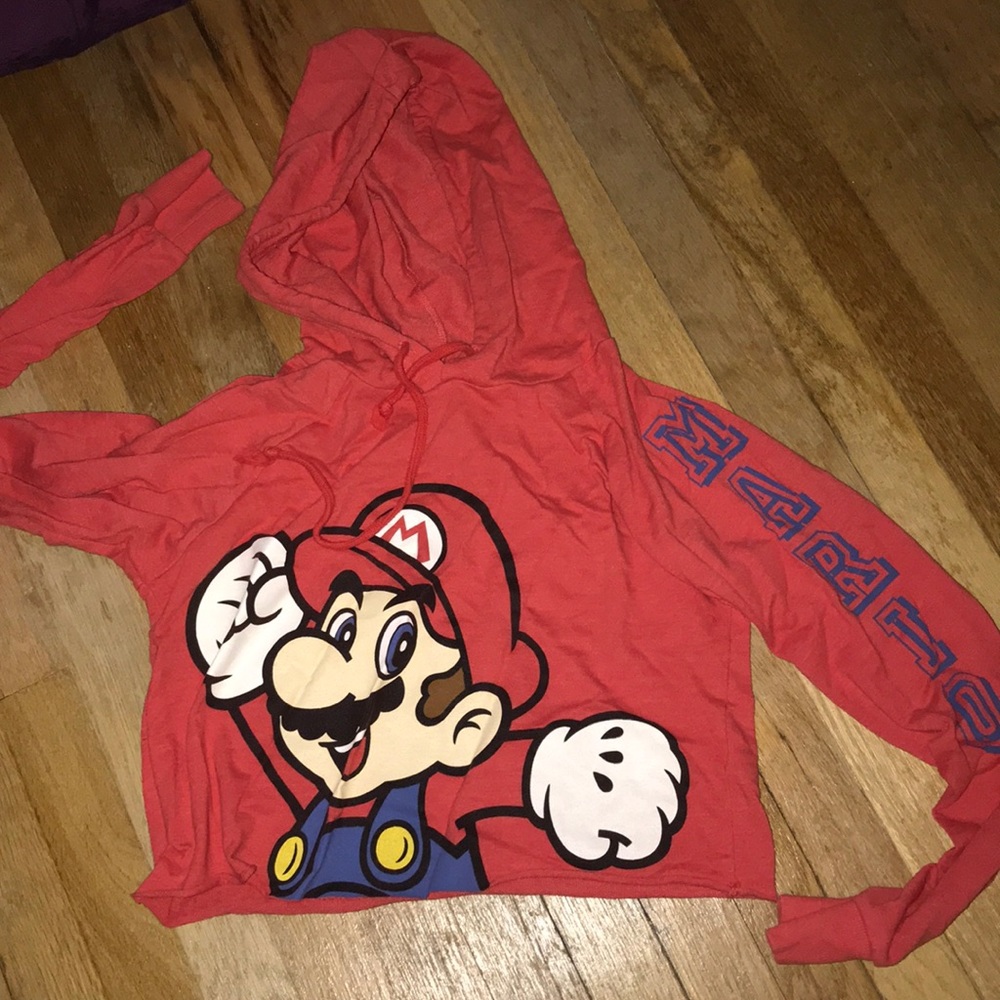 Mario Crop Top Hooded Sweatshirt